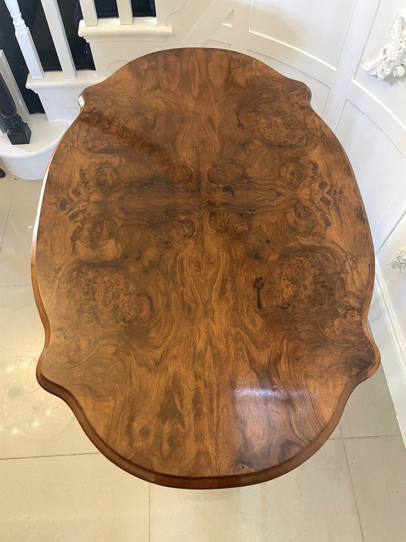 Antique Victorian Quality Freestanding Burr Walnut Centre Table - Image 6